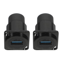 6Pcs Waterproof USB C Bulkhead Connector Panel Mount Black Pc Metal