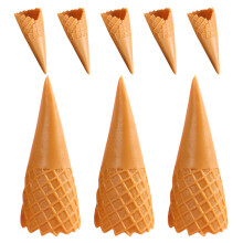 16Pcs Artificial Mini Ice Cream Cone Models PVC DIY Decor Light Brown