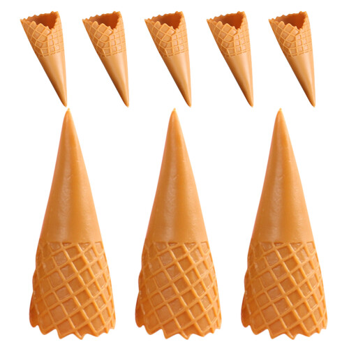 16Pcs Artificial Mini Ice Cream Cone Models PVC DIY Decor Light Brown