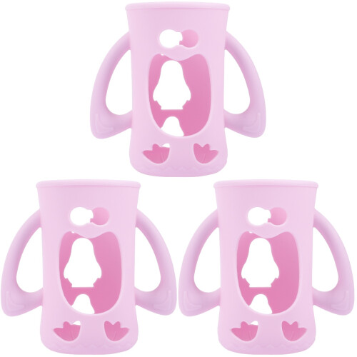 3Pcs Simple Design Silicone Infant Bottle Sleeve Assorted Colors 2