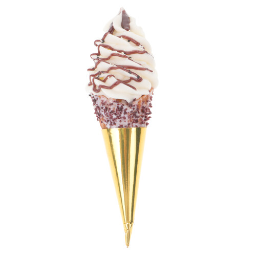 5Pcs Realistic Golden Ice Cream Cone Model PVC Display Prop