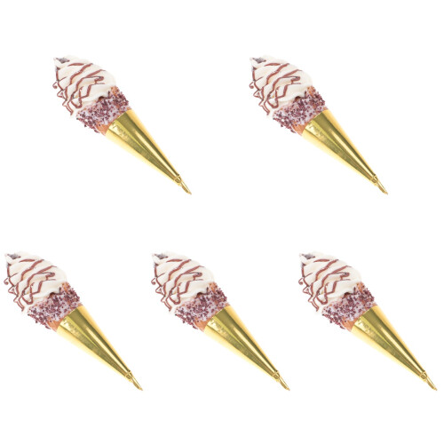 5Pcs Realistic Golden Ice Cream Cone Model PVC Display Prop 2