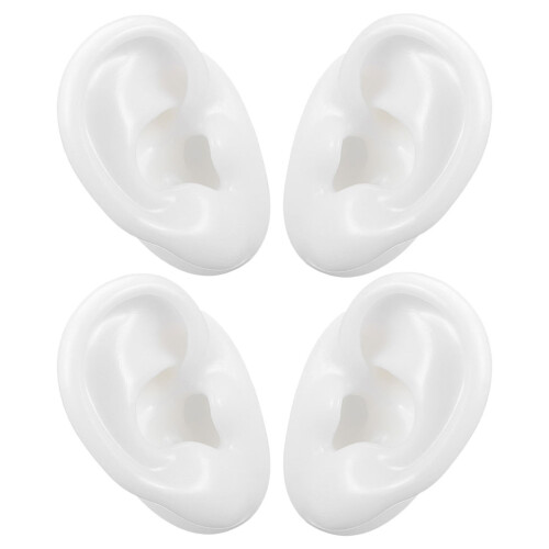 8Pairs Silicone Piercing Practice Ear Models White Simulation Training