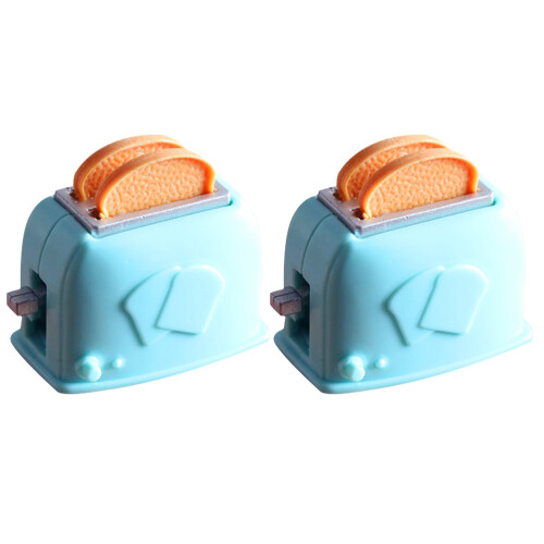 2Sets Blue Plastic Mini Miniature Bread Machine Decoration Toy 1