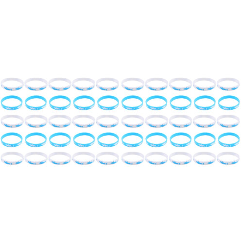 50Pcs Assorted Color Silicone Party Wristbands with Shark Pattern 1