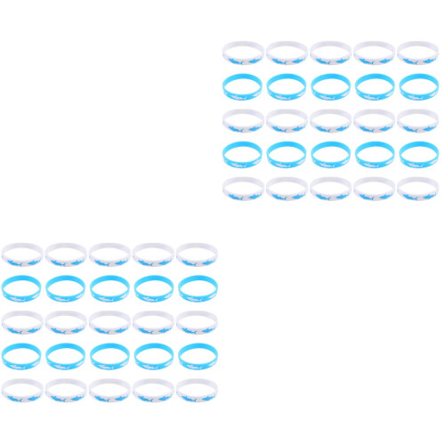 50Pcs Assorted Color Silicone Party Wristbands with Shark Pattern 2
