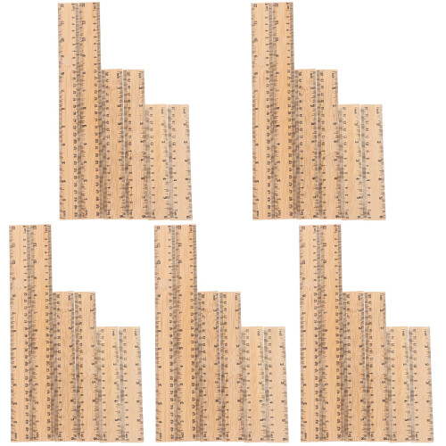 30Pcs Practical Bamboo Rulers with Inches and Centimeters for Learning 1