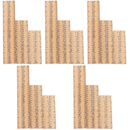30Pcs Practical Bamboo Rulers with Inches and Centimeters for Learning 2