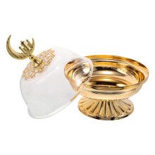 3Pcs Golden Snack Serving Bowls Eid Mubarak Fruit Tray for Home Decor