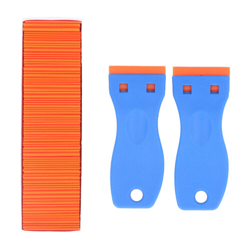 Multi Purpose Cleaning Scraper Pocket Sized Lightweight Plastic Razor Blade Ergonomic Curved Handle Scratch Free Safe Cleaning Strong Construction