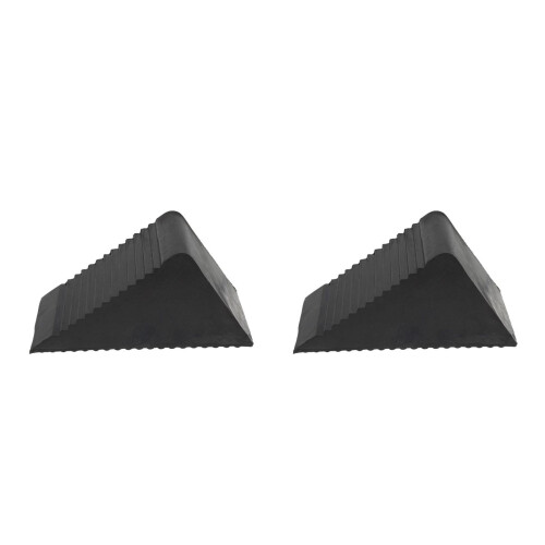 2Pcs Portable Black Rubber Wheel Stoppers for Cars Triangular Design 2