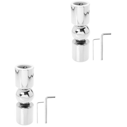 2Pcs Hinged Elbow Curtain Rod Connector Silver Adjustable 2