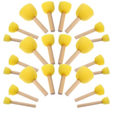 72Pcs Natural Yellow Sponge Paint Brushes with Wooden Handles