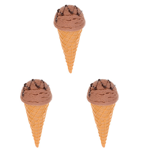 3Pcs Chocolate Ice Cream Model Figurine Artificial Decor for Display 1