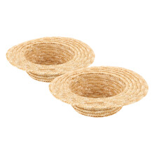 10Pcs Tiny Khaki Woven Mini Hats for DIY Crafts and Doll Decoration