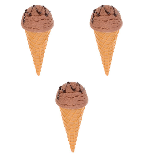 3Pcs Chocolate Ice Cream Model Figurine Artificial Decor for Display 2