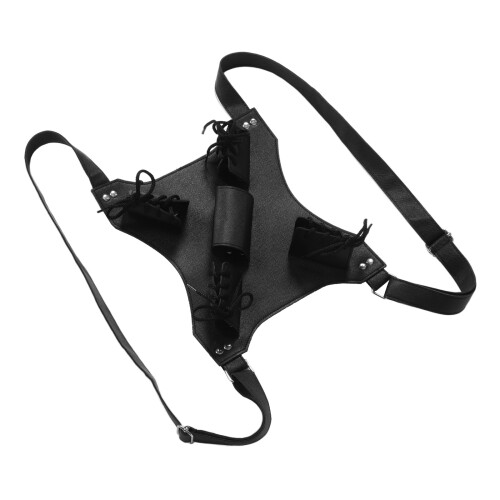 5Pcs Black PU Medieval Sword Back Holder Adjustable Twin Swords Belt