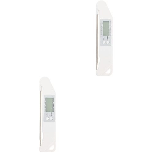 2Pcs Pen-Shaped Digital Kitchen Thermometer White Folding Meat Probe 2