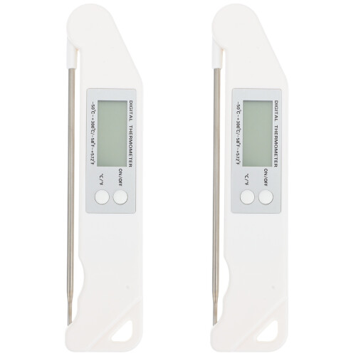 2Pcs Pen-Shaped Digital Kitchen Thermometer White Folding Meat Probe 1