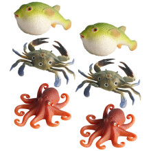 6Pcs Easy Clean Educational Toy Crab Octopus Puffer Fish Models