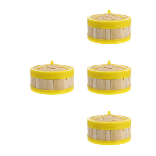 4Pcs Bamboo Plastic Mini Food Steamer Model Realistic Display Prop 2
