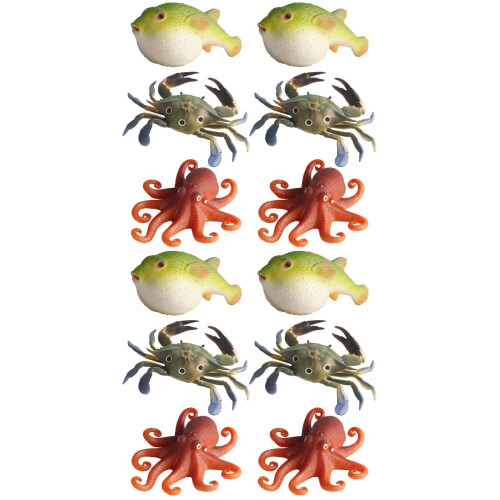 6Pcs Easy Clean Educational Toy Crab Octopus Puffer Fish Models 2