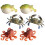 6Pcs Easy Clean Educational Toy Crab Octopus Puffer Fish Models 7