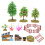 4Sets Assorted Color Miniature Farmhouse and Fruit Tree Resin Model 2