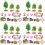 4Sets Assorted Color Miniature Farmhouse and Fruit Tree Resin Model 5