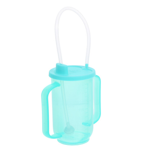 2Pcs -Blue Elderly Water Cups with Measurement and Handles 1