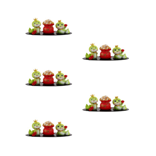 5Sets Unique Design Miniature Snake Sculpture Assorted Color Car Decor 2