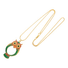 5Pcs Owl Pendant Magnifier Necklace for Women Golden Vintage Jewelry