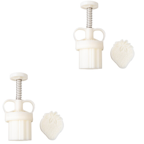 2Pcs White Hand Pressure Mold Strawberry Biscuit Cake Baking Maker 2