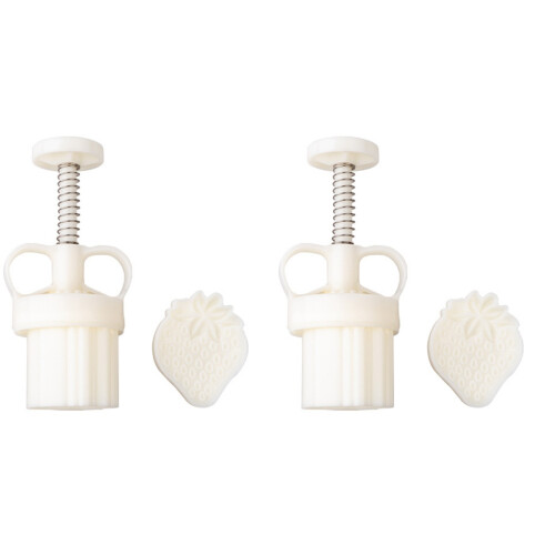 2Pcs White Hand Pressure Mold Strawberry Biscuit Cake Baking Maker 1