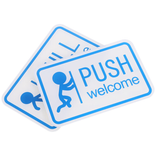 2Sets White Acrylic Push-Pull Door Signs for Office and Store 1