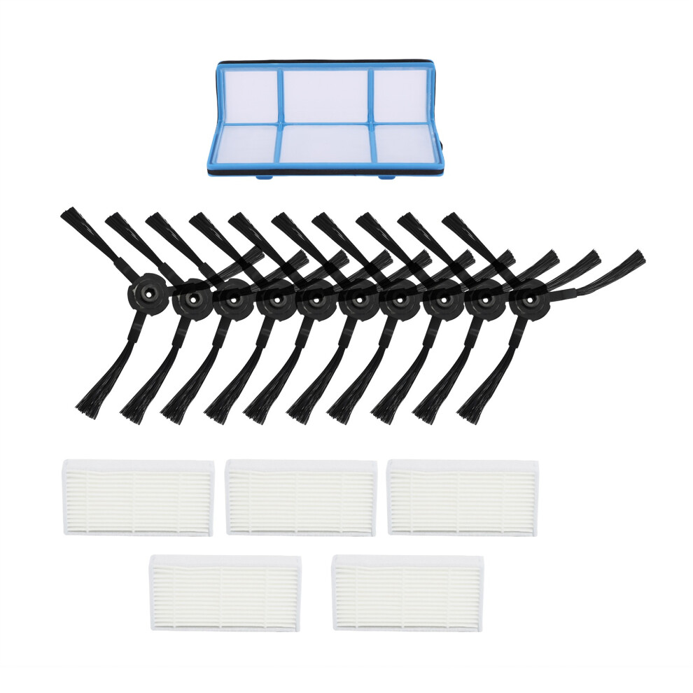 5 Filters+10 Side Brushes For Medion Md 16192 Md 18500 Md 18501 Md 18600 Spare Parts 4712273278616
