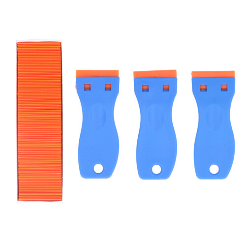 Hanging Design Plastic Razor Blade Scraper Ergonomic Curved Handle Strong Construction Lightweight Pocket Sized Multi Purpose Cleaning Scraper Tool 1