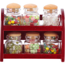 2Pièces Mini Maison Décor Pot À Bonbons Et Étagère Colorée