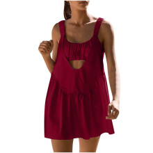 Women Tennis Dress with Built in Shorts and Bra,Sleeveless Casual Summer Backless Golf Dress,Workout Athletic Dress