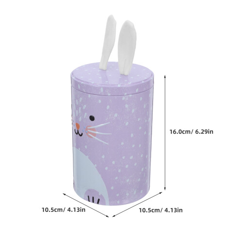 Purple Tinplate Easter Candy Container Cute Bunny Canister 1