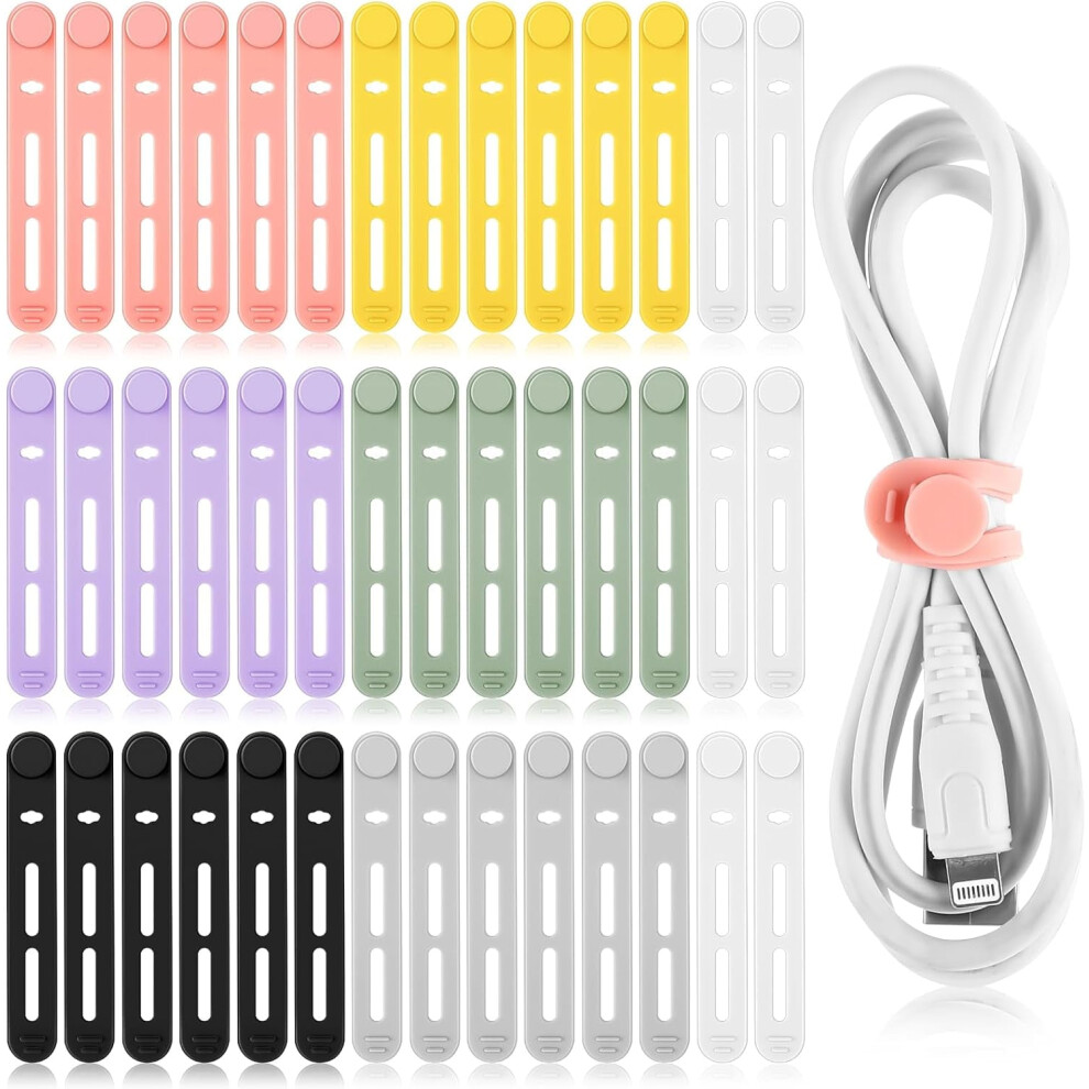 42Pcs Reusable Silicone Cable Ties, 3.15", Multicolor, For Earphones, Chargers, Home/Office/School Â Compatible With All Cables 9322103634250