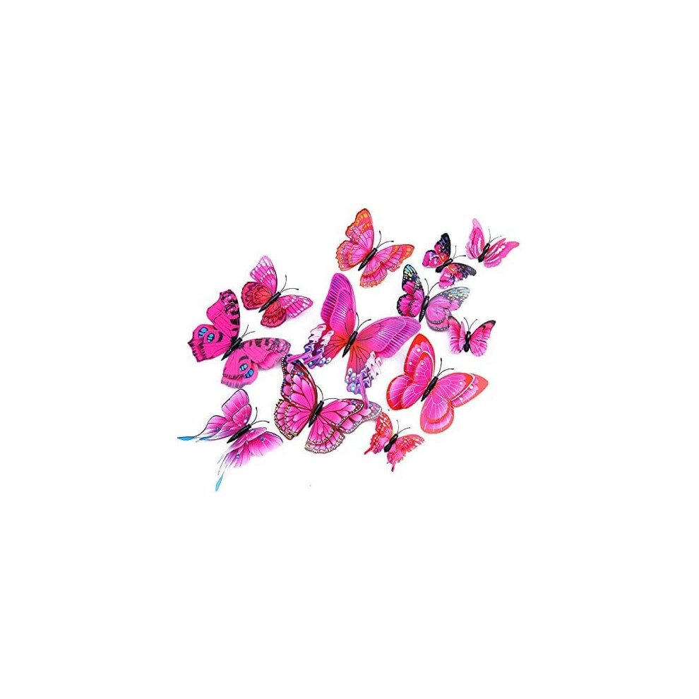 Butterfly Wall Decor 24/48 Pcs, 3D Butterflies Stickers For Party Decorations With Magnets (Purple&Red, 24) 9322103634298
