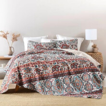 Edredón Boho tamaño Queen – Juego de edredón reversible de sarga floral con 2 fundas de almohada (3 piezas), suave y colorido, cubrecama para