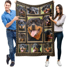 Couverture Rottweiler pour enfants et amoureux des chiens – Plaid doux et moelleux, 102 x 127 cm, imprimé Rottweiler – Cadeau d'anniversaire ou