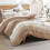 Beige King Comforter Set 3-Piece Taupe Khaki White Stripe 3