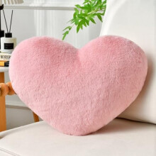 Pink Heart Pillow – Faux Rabbit Fur Decorative Throw Pillow for Bed/Couch, Medium (20"x15"), Valentine's, Christmas & Fall Home Decor