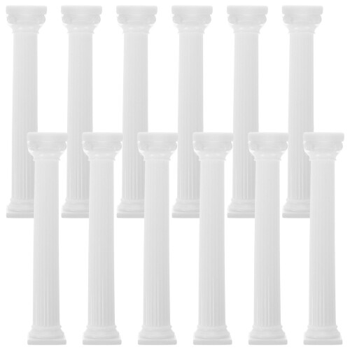 36Pcs White Plastic Mini Roman Columns Durable Desk Decor Photo Props 2
