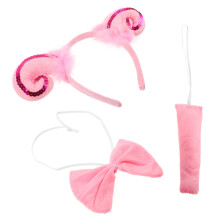4Sets Pink Cloth Animal Horn Headband and Tail Set for Kids Cosplay