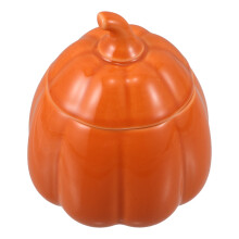 5Pcs Orange Ceramic Pumpkin Serving Bowls with Lid Halloween