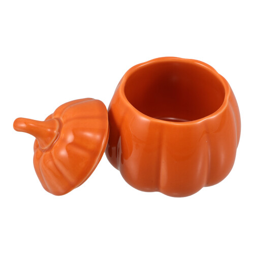 5Pcs Orange Ceramic Pumpkin Serving Bowls with Lid Halloween 2